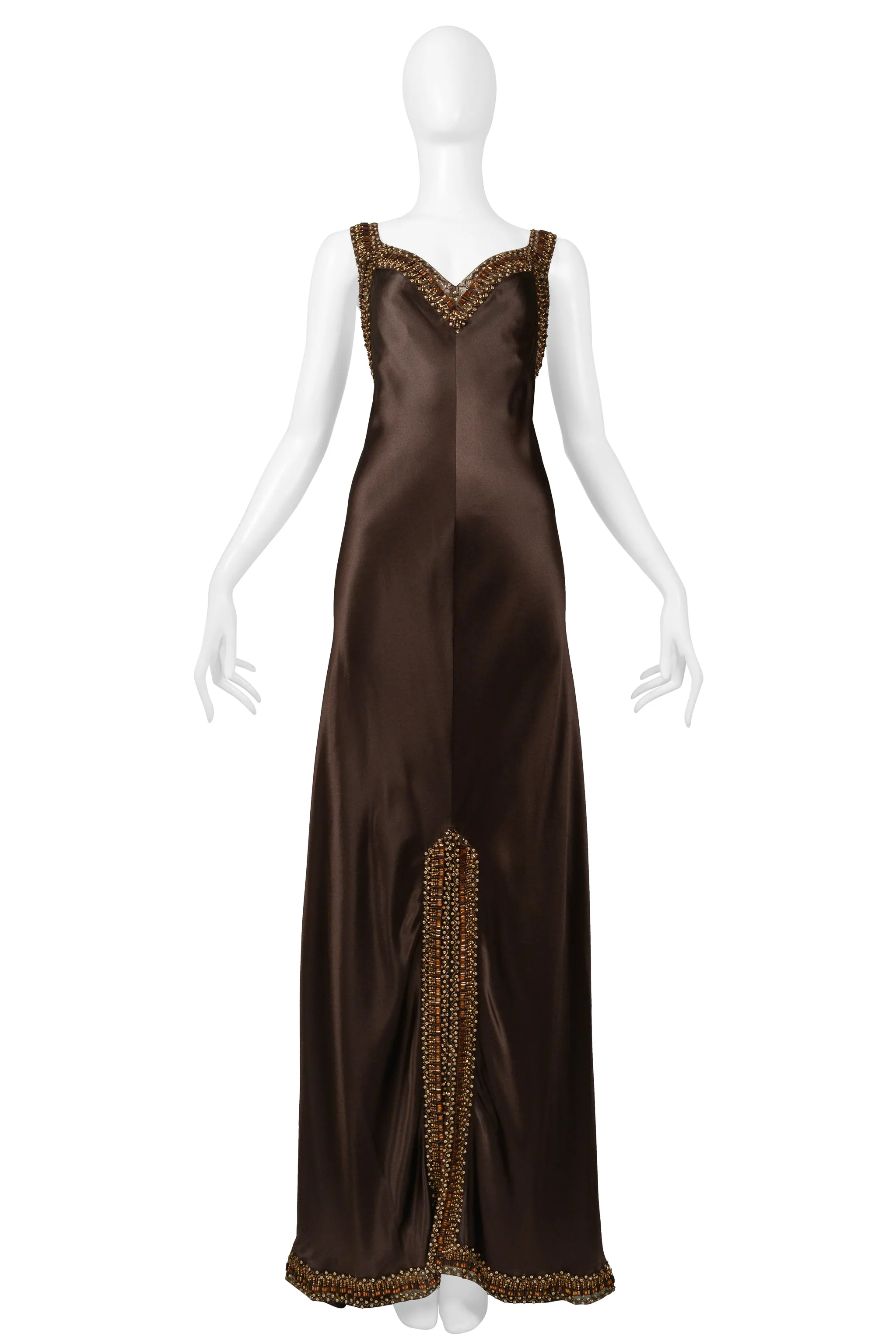 VALENTINO BROWN SILK EVENING GOWN AW 2006-07