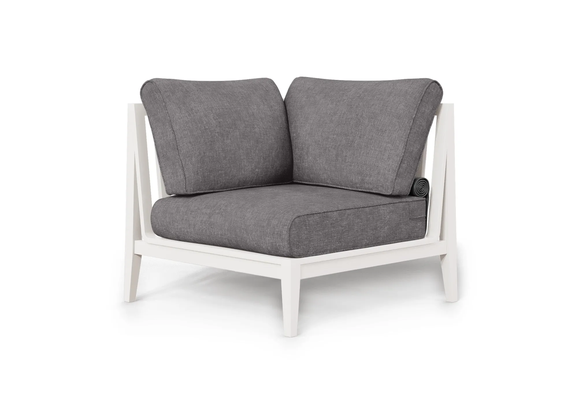 White Aluminum Outdoor Sectional Chair - Right