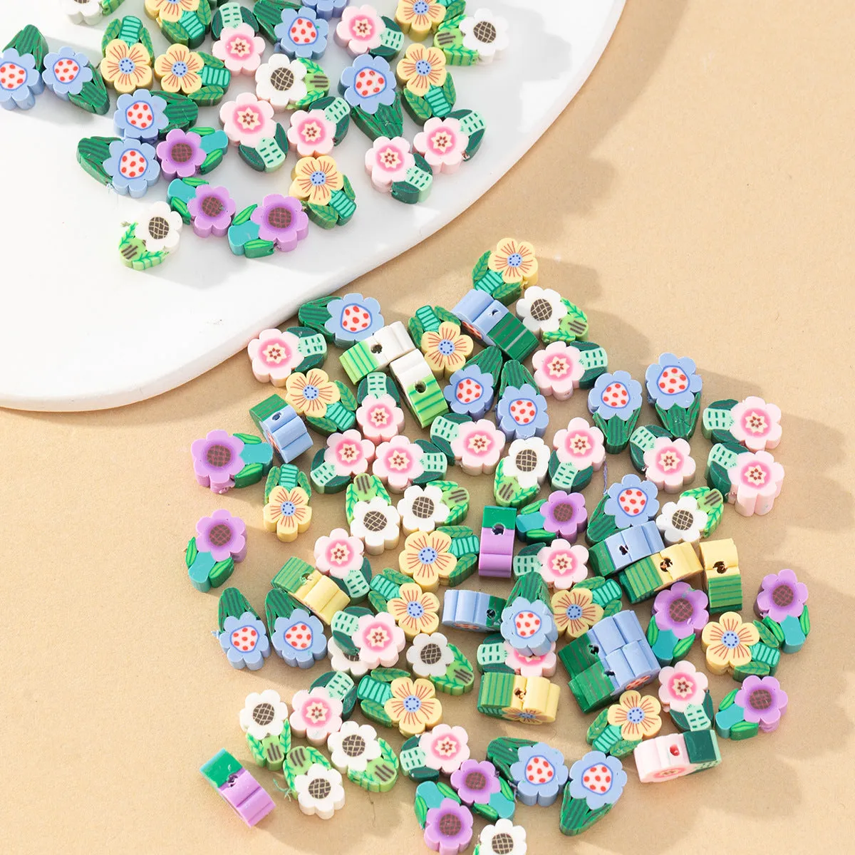 Wholesale 100pcs/pack Flower Soft Pottery Beads