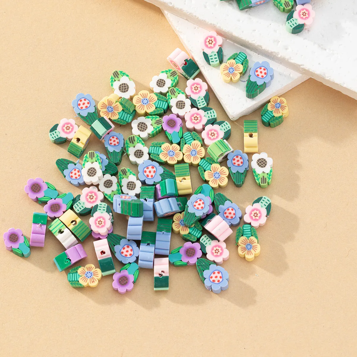 Wholesale 100pcs/pack Flower Soft Pottery Beads