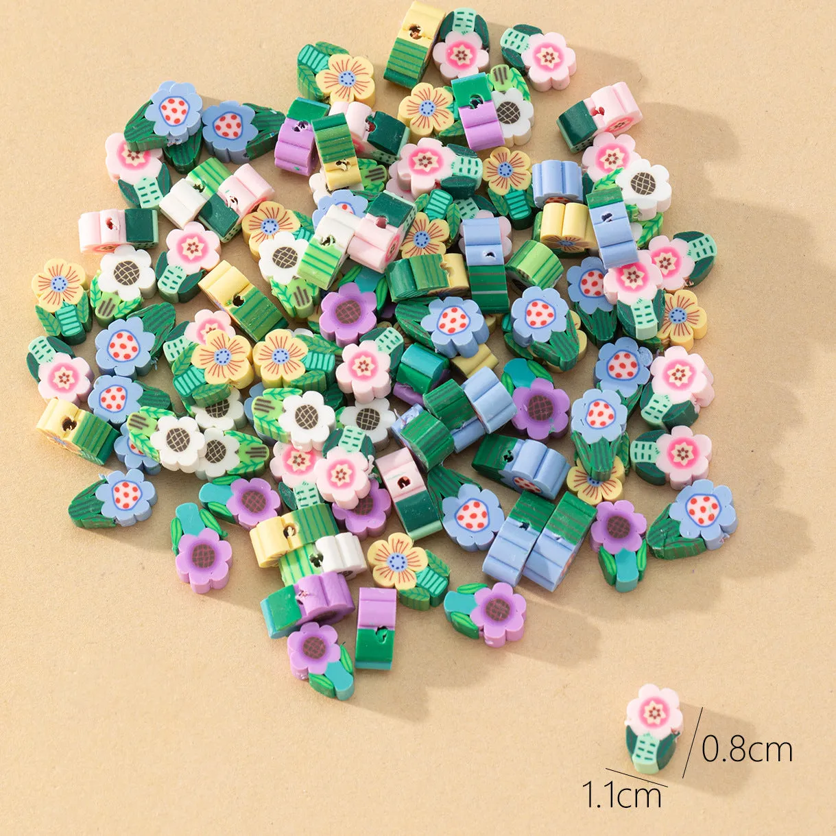 Wholesale 100pcs/pack Flower Soft Pottery Beads