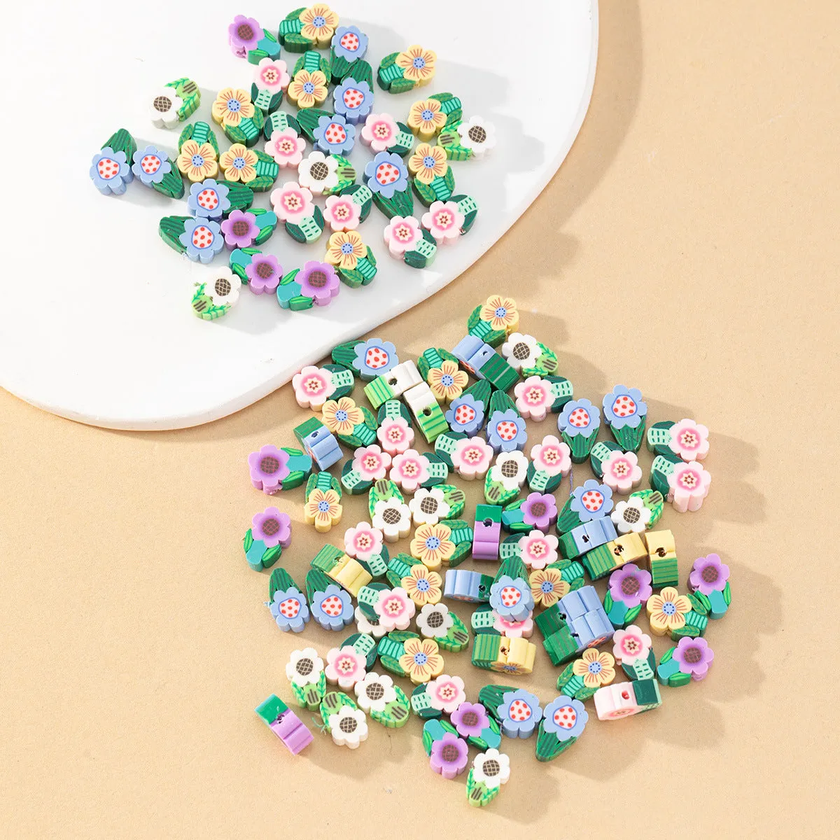 Wholesale 100pcs/pack Flower Soft Pottery Beads